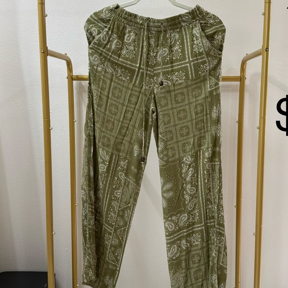 Zara Olive Green Wide Leg Pants